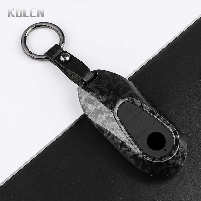 Car Key Cover Compatible with Mercedes-Benz C E S Class GLC GLB CLA CLS W223 W214 W206 X254 S400 S450 S480 – Carbon Fiber Style