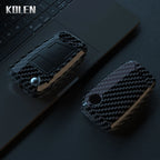 Car Key Cover Compatible with Volkswagen (VW) Golf 7 MK7 Tiguan MK2; SEAT Ateca Leon FR 2 Ibiza; Skoda Octavia – Carbon Fiber Style