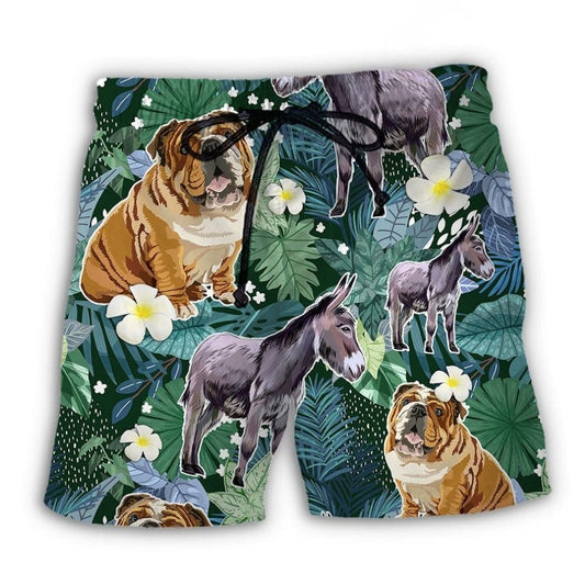 Shar Pei And Donkey Lover Beach Shorts Pattern Detail For Relaxed Warm Weather Outfits