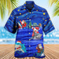 Funny Shark Santa Amazing Christmas Night Star Hawaiian Shirt Design Detail For Beach Days And Holiday Travel