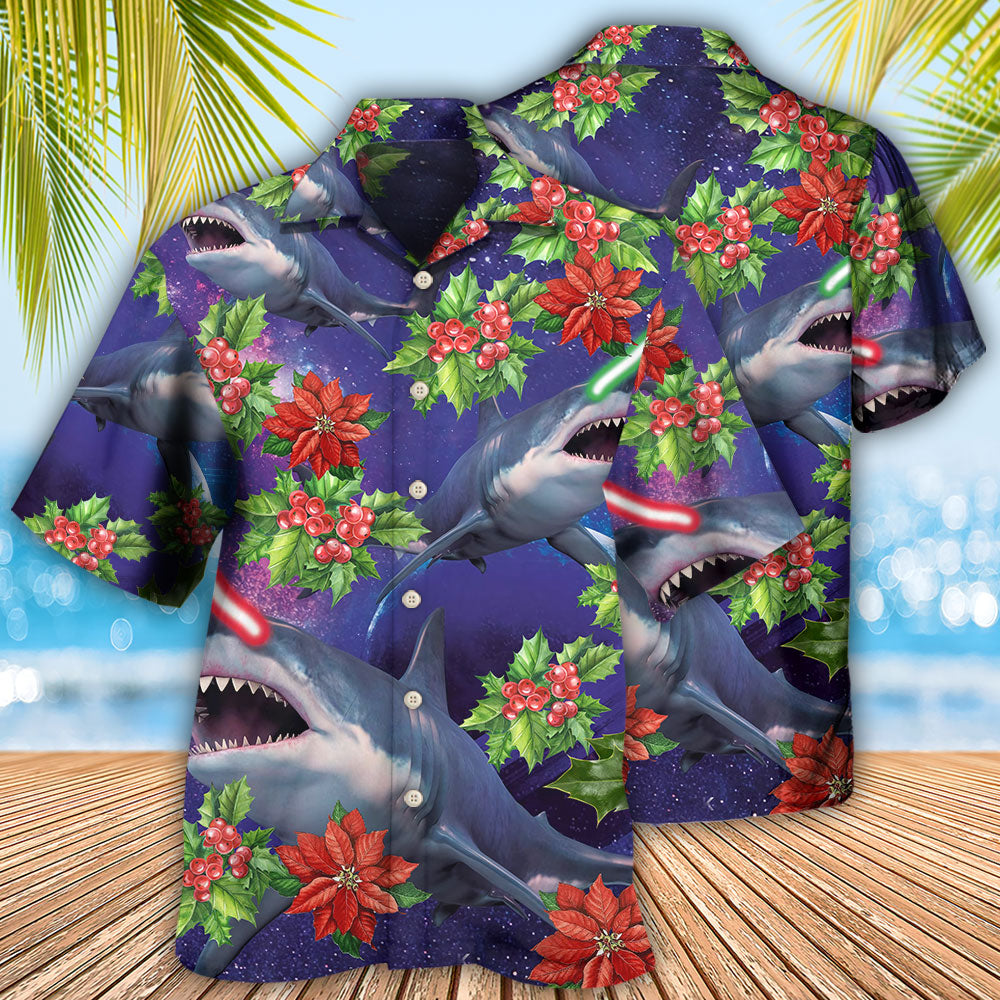 Funny Shark Christmas Amazing Hawaiian Shirt Pattern View For Lightweight Everyday Style