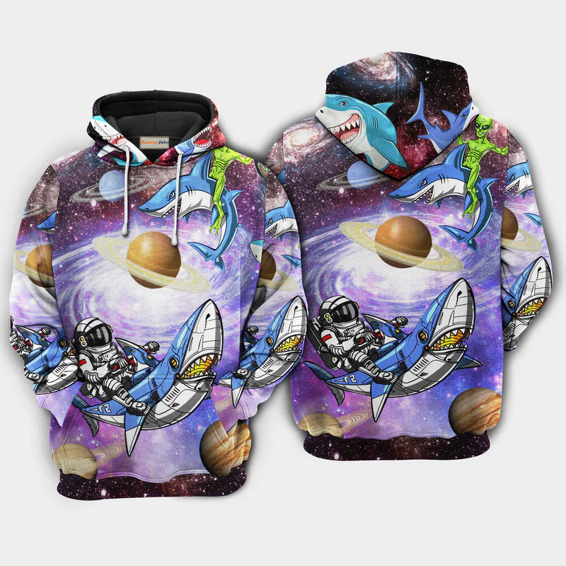 Shark Alien Space Hoodie For Beach Lovers Outdoor Activities And Thoughtful Gifts