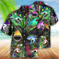 Neon Shark Angry Hawaiian Shirt Pattern View For Relaxed Warm Weather Outfits