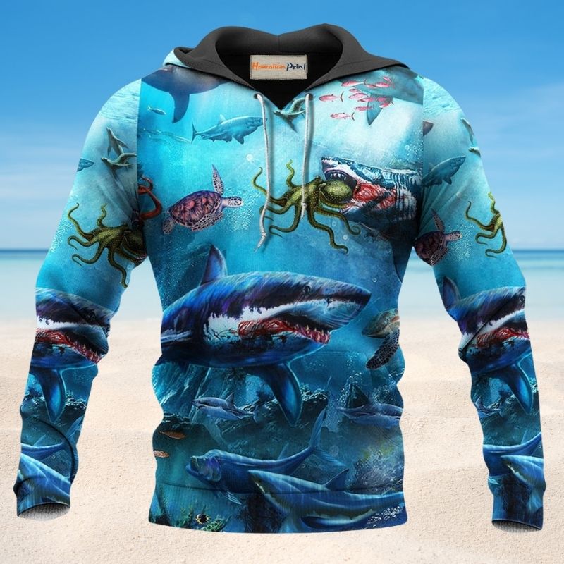 Shark Assassin Ocean Hoodie For Coastal Life Casual Events And Everyday Comfort