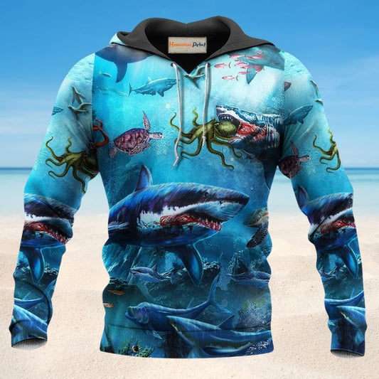 Shark Assassin Ocean Hoodie For Coastal Life Casual Events And Everyday Comfort