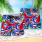 Shark Funny US Flag Independence Day Beach Shorts For Warm Weather Travel And Everyday Comfort