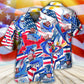 Funny Shark USA Flag Independence Day Hawaiian Shirt Artwork Detail For Resort Trips And Outdoor Activities