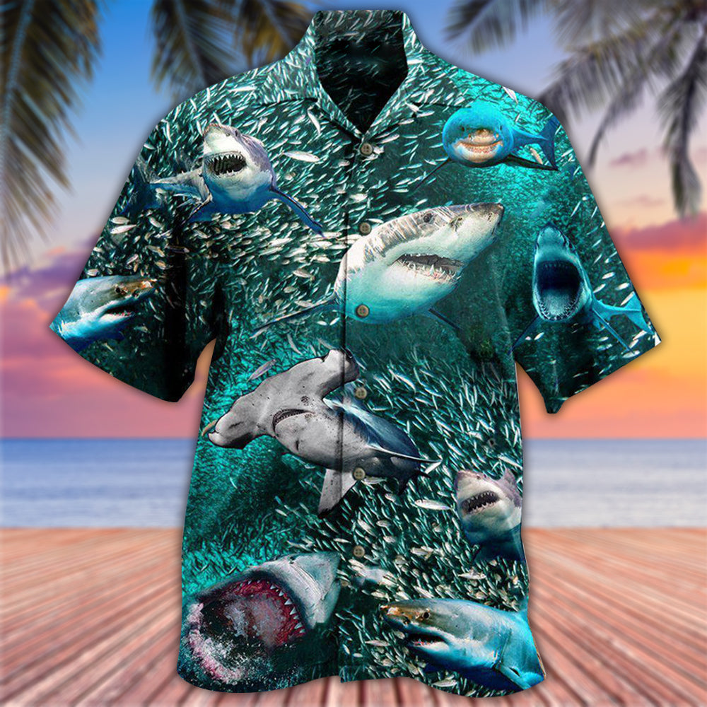 Fish Shark Full Hawaiian Shirt Design View For Resort Travel And Thoughtful Gifting