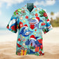 Island Christmas Santa Beach Hawaiian Shirt Front Pattern View For Warm Weather Events