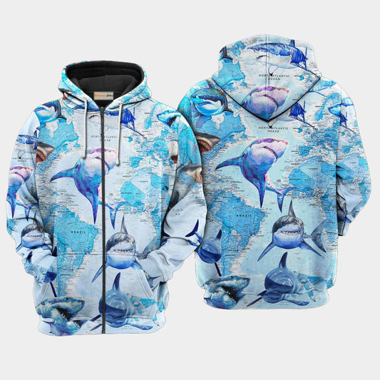 Shark Love Earth Hoodie For Coastal Life Casual Events And Everyday Comfort