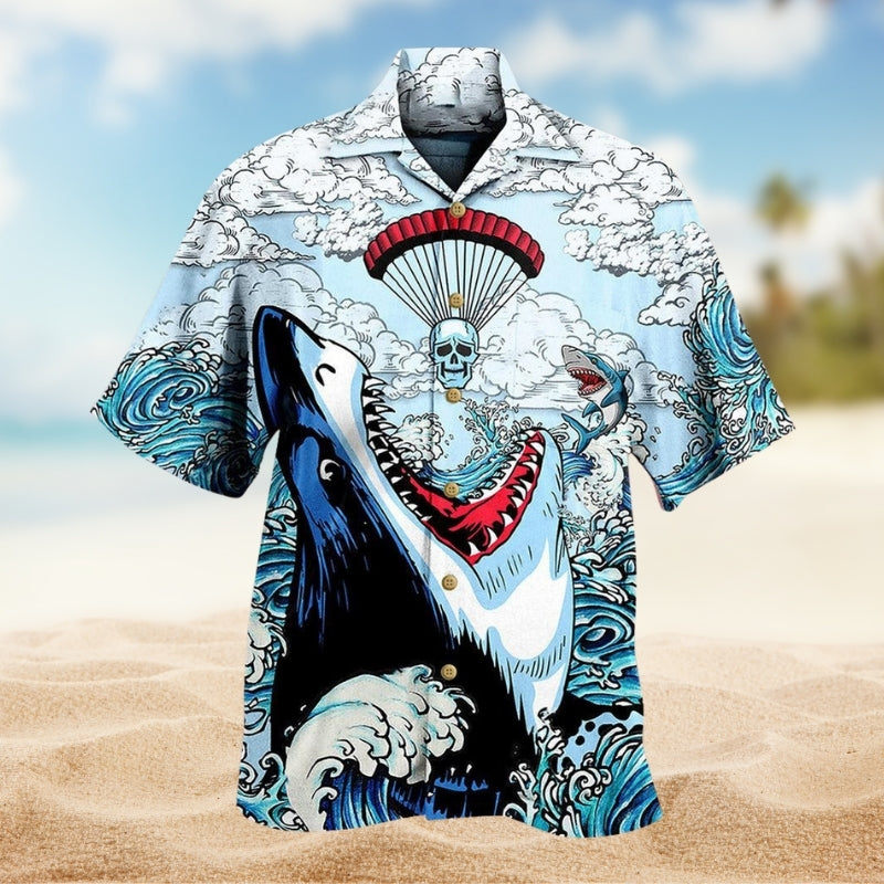 Shark Skull Hawaiian Shirt For Mythic Art Lovers, Coastal Outings, And Thoughtful Gift Giving
