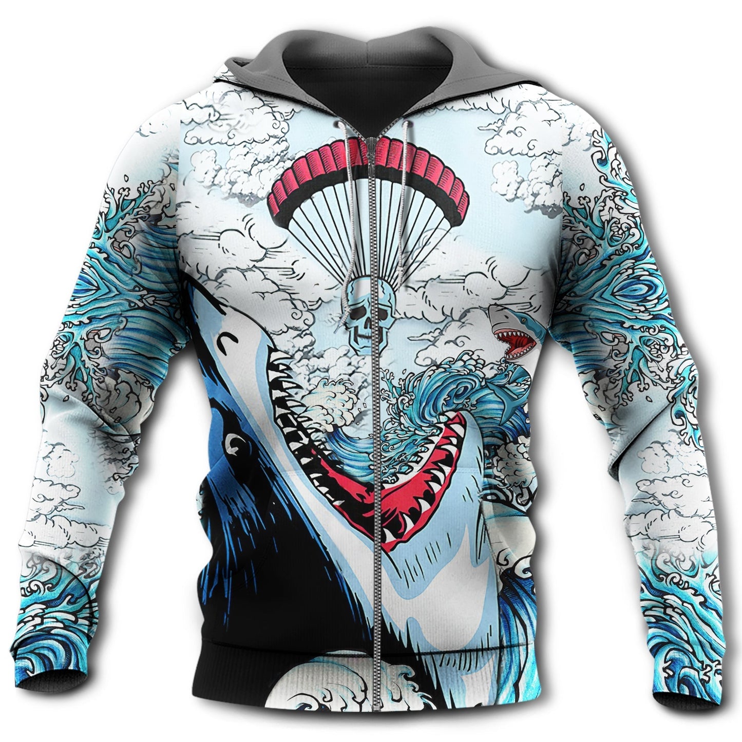 Shark Skull Ocean Hoodie For Sea Enthusiasts Vacation Style And Comfortable Layering