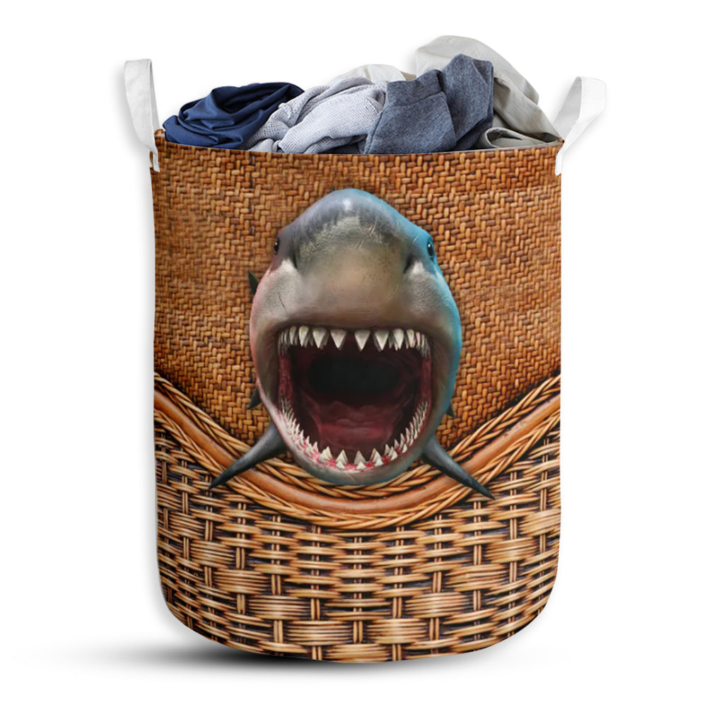 Shark Rattan Teaxturer Laundry Basket For Bathroom Bedroom Storage