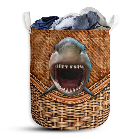 Shark Rattan Teaxturer Laundry Basket For Bathroom Bedroom Storage
