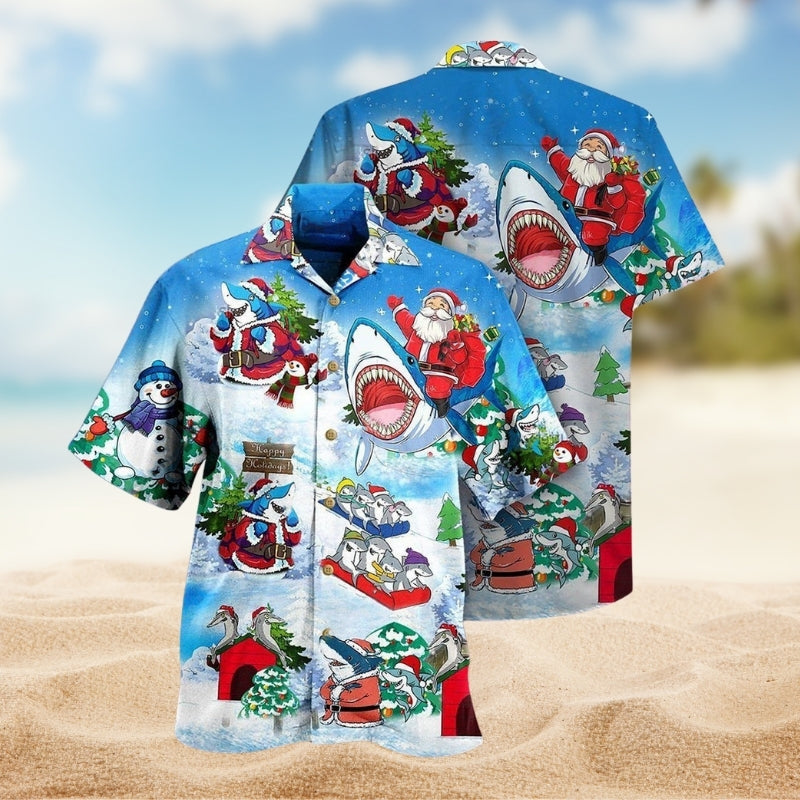 Santa Christmas Hawaiian Shirt For Island Vacations, Resort Wear, And Relaxed Seasonal Style