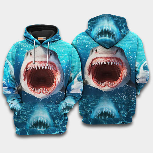 Shark Show Teeth Hoodie For Beach Trips Weekend Outings And Relaxed Streetwear
