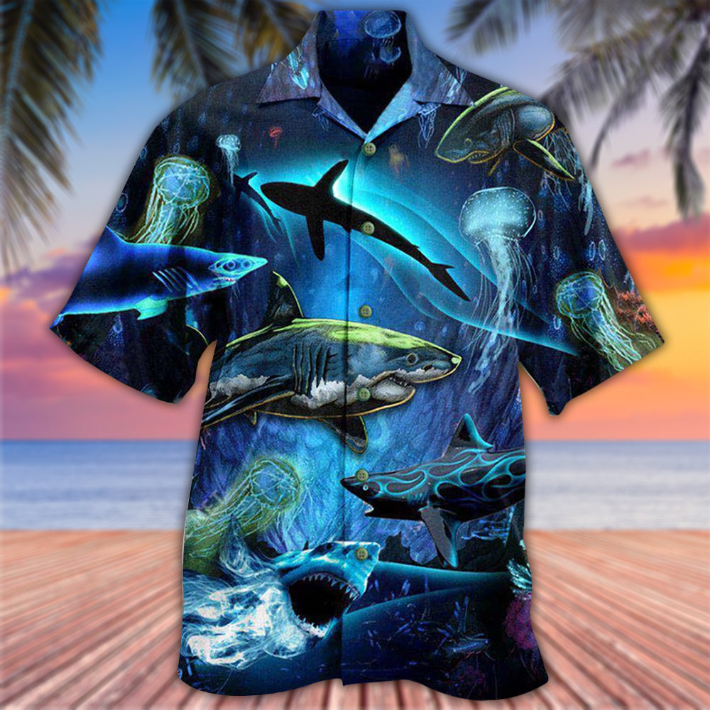 Shark Deep Ocean Special Hawaiian Shirt Pattern View For Lightweight Everyday Style
