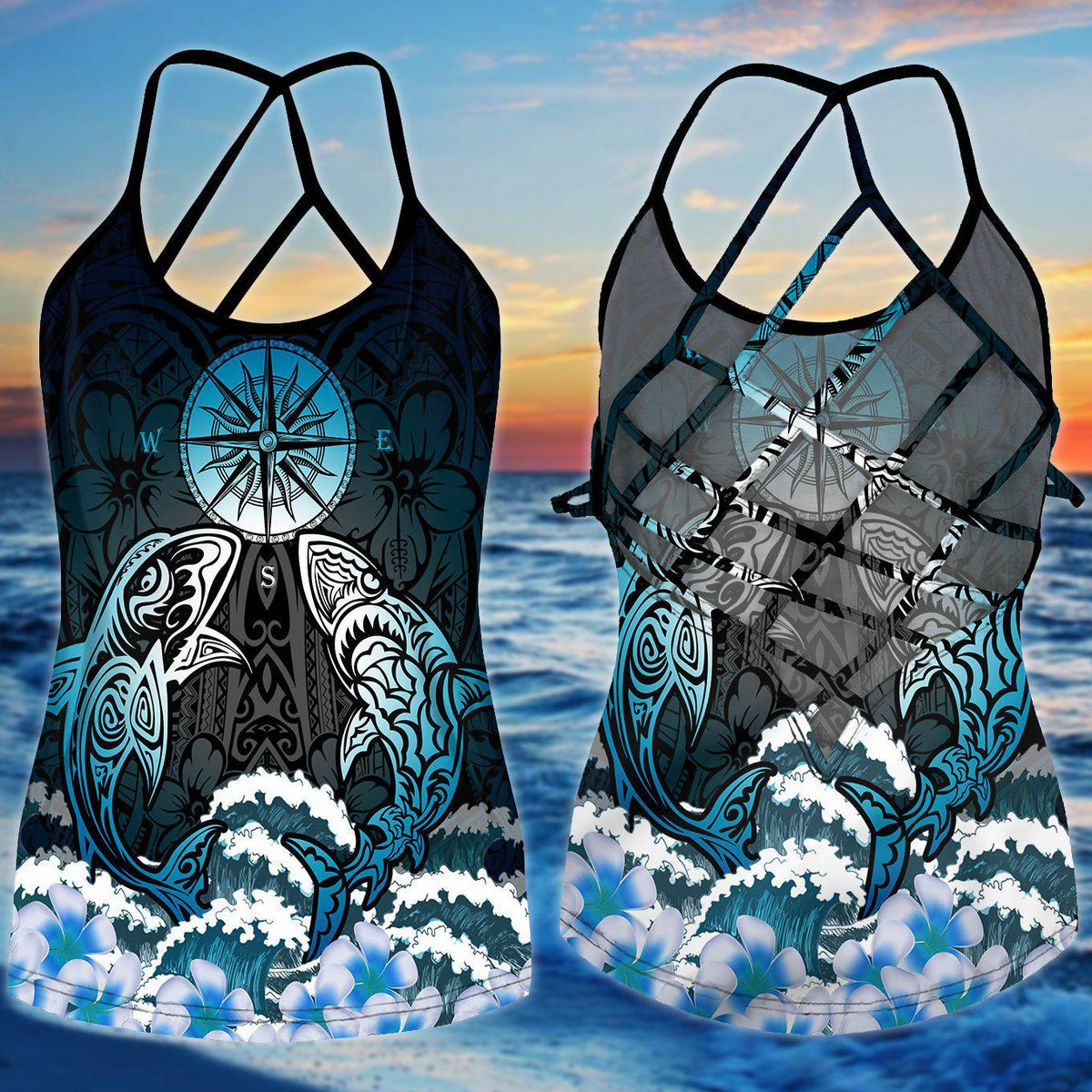 Shark Artistic Hollow Tank Top For Tropical Travel And Daily Comfort