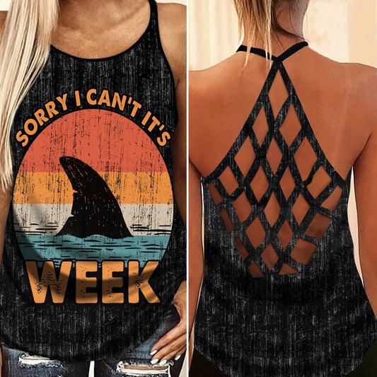 Shark Artistic Hollow Tank Top For Resort Trips And Relaxed Style