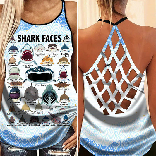 Shark Artistic Hollow Tank Top For Coastal Adventures And Festivals
