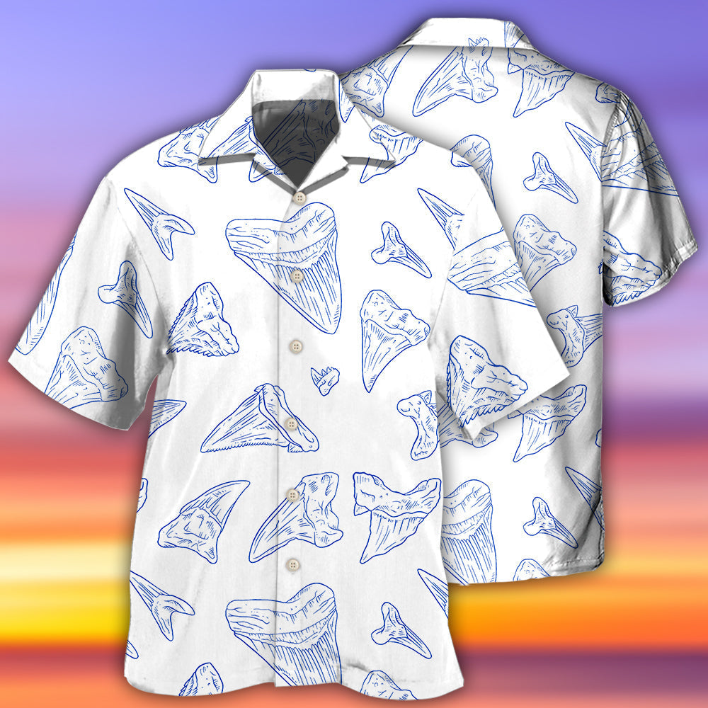 Creative Shark Teeth Collector Ocean Hawaiian Shirt For Nature Fans, Resort Trips, And Comfortable Warm Weather Wear