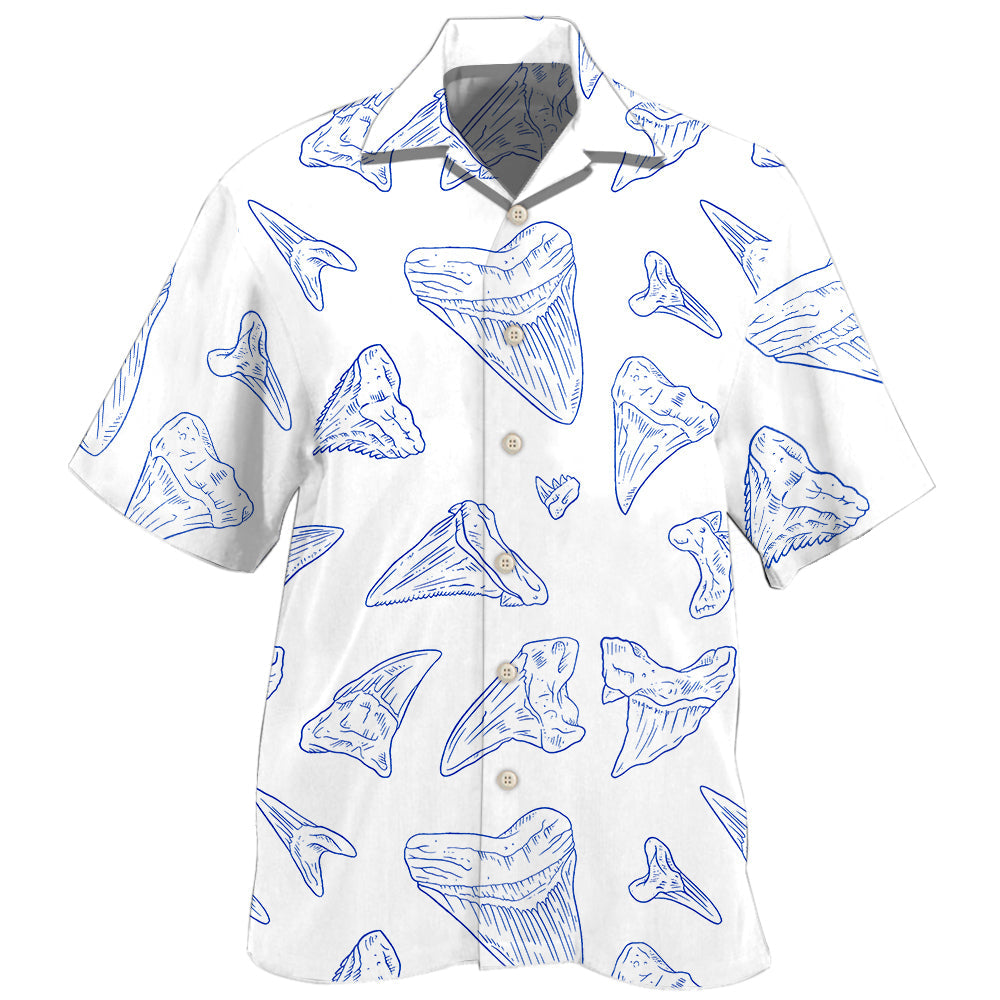 Creative Shark Teeth Collector Ocean Hawaiian Shirt For Nature Fans, Resort Trips, And Comfortable Warm Weather Wear