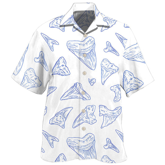 Creative Shark Teeth Collector Ocean Hawaiian Shirt For Nature Fans, Resort Trips, And Comfortable Warm Weather Wear