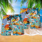 Shark Thanksgiving Holiday Beach Shorts Pattern Detail For Coastal Travel And Weekend Casual Style
