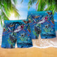 Shark What If Megalodon Was Alive Blue Ocean Beach Shorts For Ocean Lover Vacation Wear