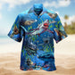 Megalodon Shark Hawaiian Shirt For Coastal Travel, Casual Events, And Comfortable Summer Wear