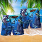 Shark Fishing Beach Shorts Pattern Detail For Resort Wear And Weekend Casual Style