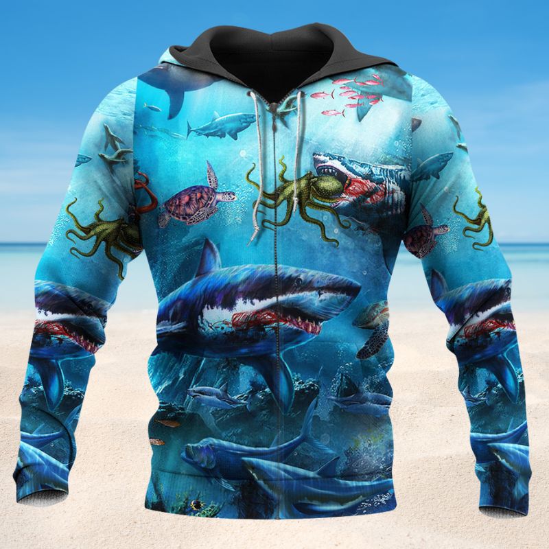 Shark Assassin Ocean Hoodie For Coastal Life Casual Events And Everyday Comfort