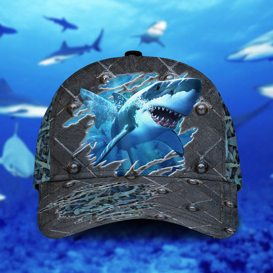 Shark Scratch Blue Ocean Lover Classic Cap For Everyday Wear Vacations And Seasonal Activities
