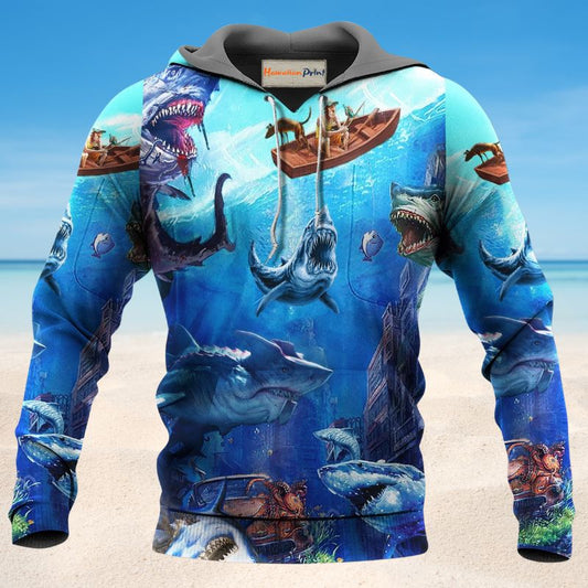 Shark Fishing Small Boat Hoodie For Lake Days Outdoor Travel And Thoughtful Angler Gifting