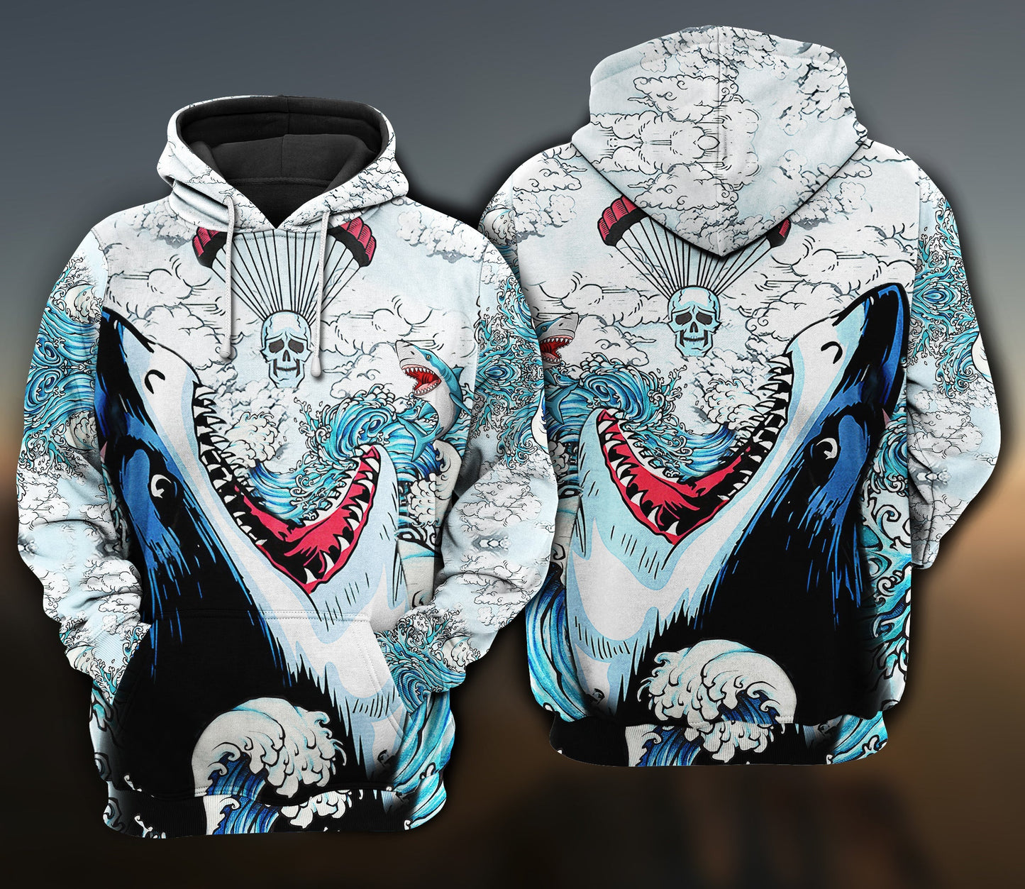 Shark Skull Ocean Hoodie For Ocean Themed Events Holidays And Gift Ideas