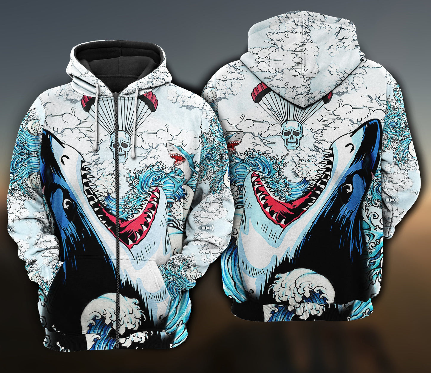 Shark Skull Ocean Hoodie For Ocean Themed Events Holidays And Gift Ideas