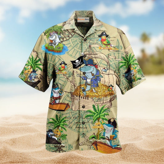 Sharks Amazing Pirate Shark Hawaiian Shirt For Island Parties Bold Artwork And Everyday Summer Style