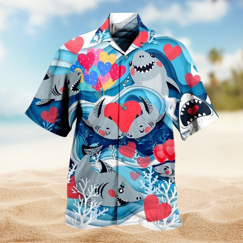 Sharks Couple Hawaiian Shirt For Beach Days, Summer Outings, And Thoughtful Gift Giving