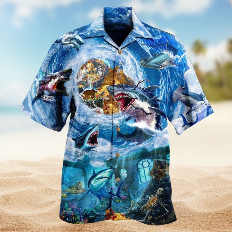 Sharks Treasure Hawaiian Shirt For Beach Days, Summer Outings, And Thoughtful Gift Giving