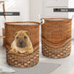 Shar Pei Dog Rattan Texture Laundry Basket For Room Home Organizer
