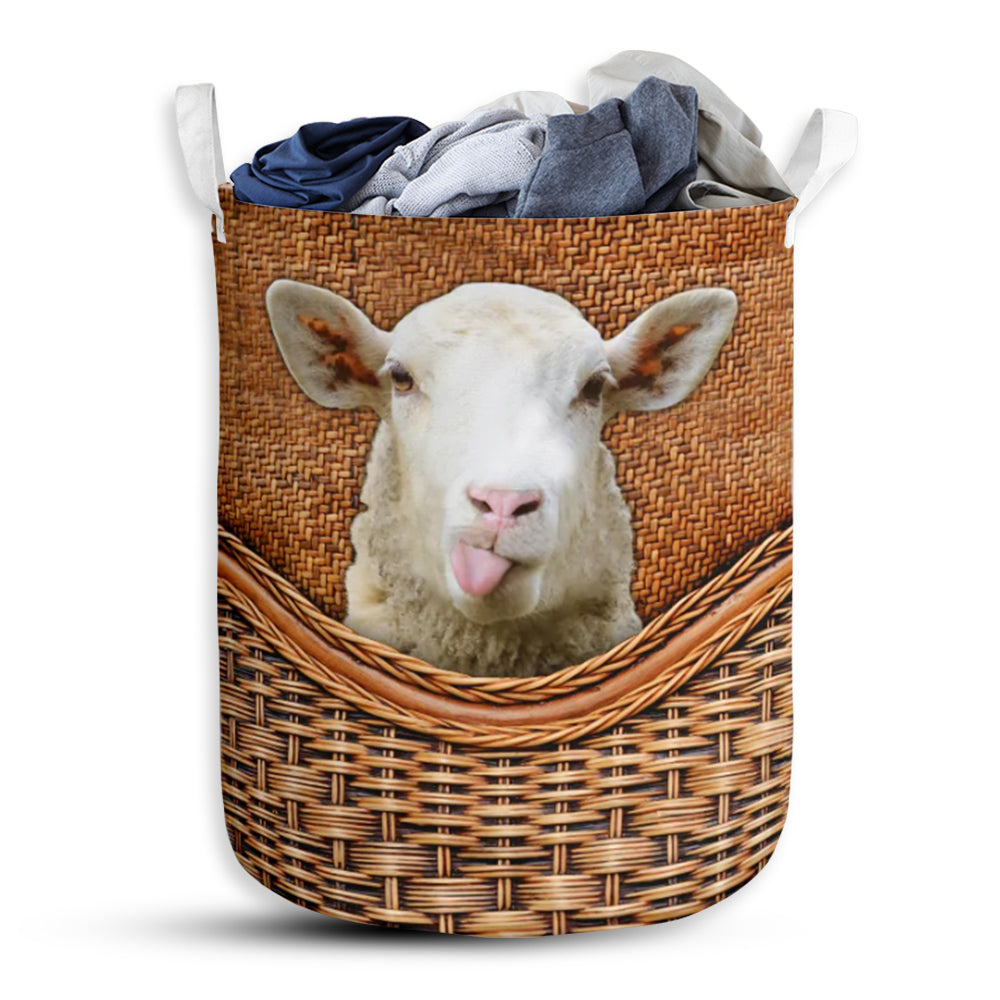 Sheep Rattan Texture Laundry Basket For Bathroom Bedroom Storage