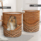 Shetland Sheepdog Rattan Texture So Cute Laundry Basket For Room Home Organizer
