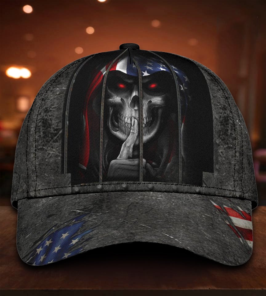 Shhh Silent Skull American Classic Cap For Casual Styling Holiday Travel And Weekend Adventures