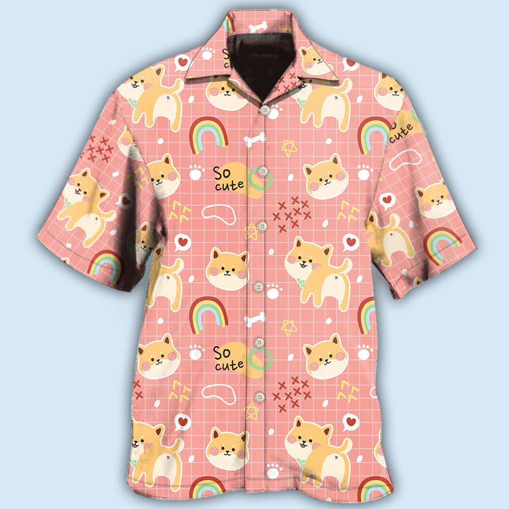Cute Shiba Inu Cainbow Hawaiian Shirt For Beach Parties And Weekend Getaways