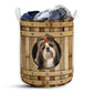 Shih Tzu Wooden Barrel Laundry Basket For Bathroom Bedroom Storage