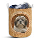 Shih Tzu Dog Bamboo Wave Laundry Basket For Bathroom Bedroom Storage