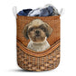 Shih Tzu Dog Rattan Texture Laundry Basket For Bathroom Bedroom Storage