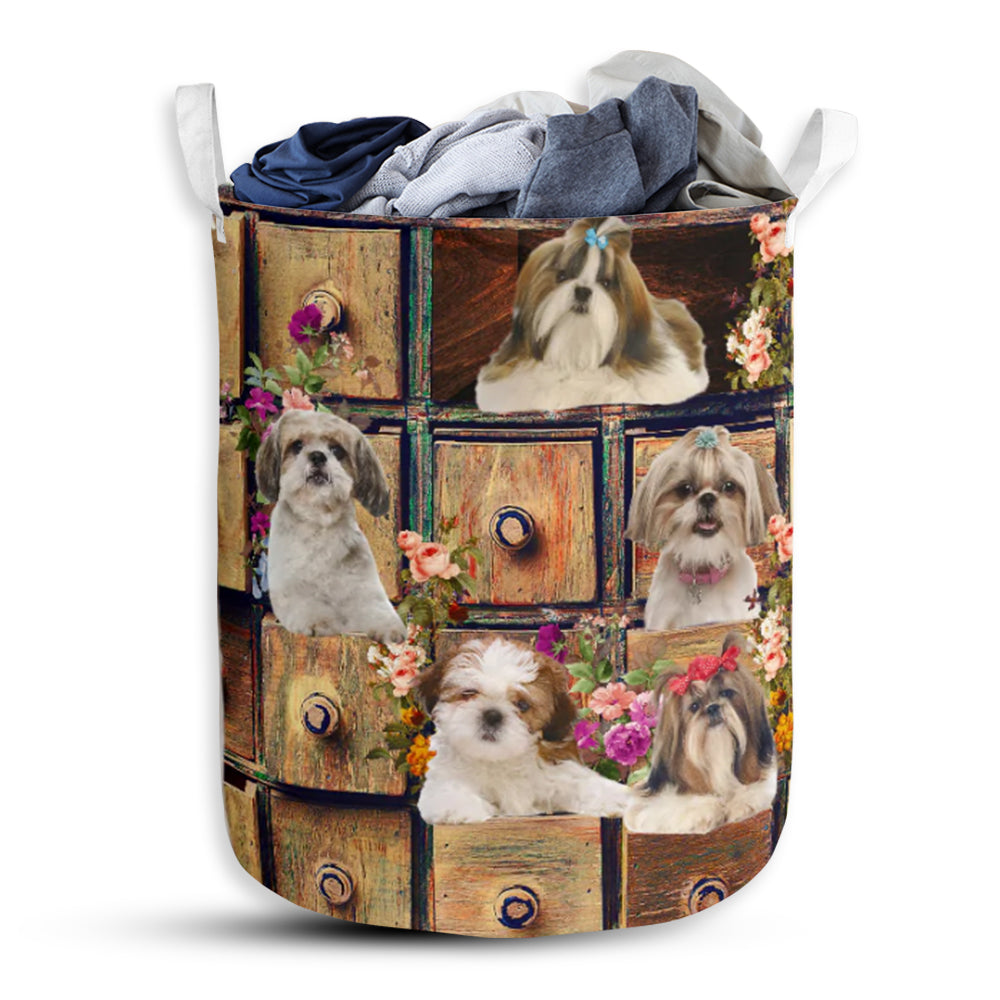 Shih Tzu Drawer Laundry Basket For Bathroom Bedroom Storage