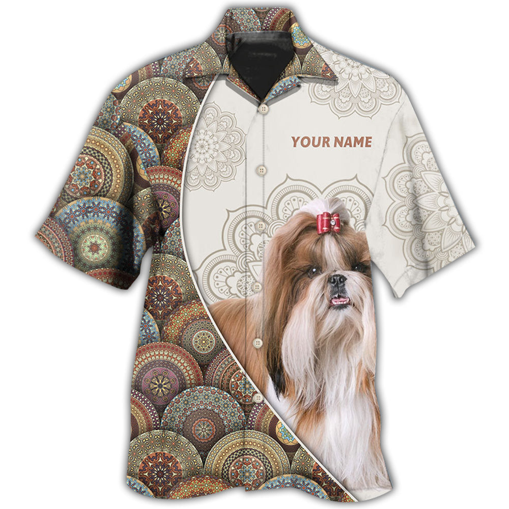 Creative Shih Tzu Mandala Pattern Custom Hawaiian Shirt For Tropical Holidays, Outdoor Gatherings, And Everyday Comfort