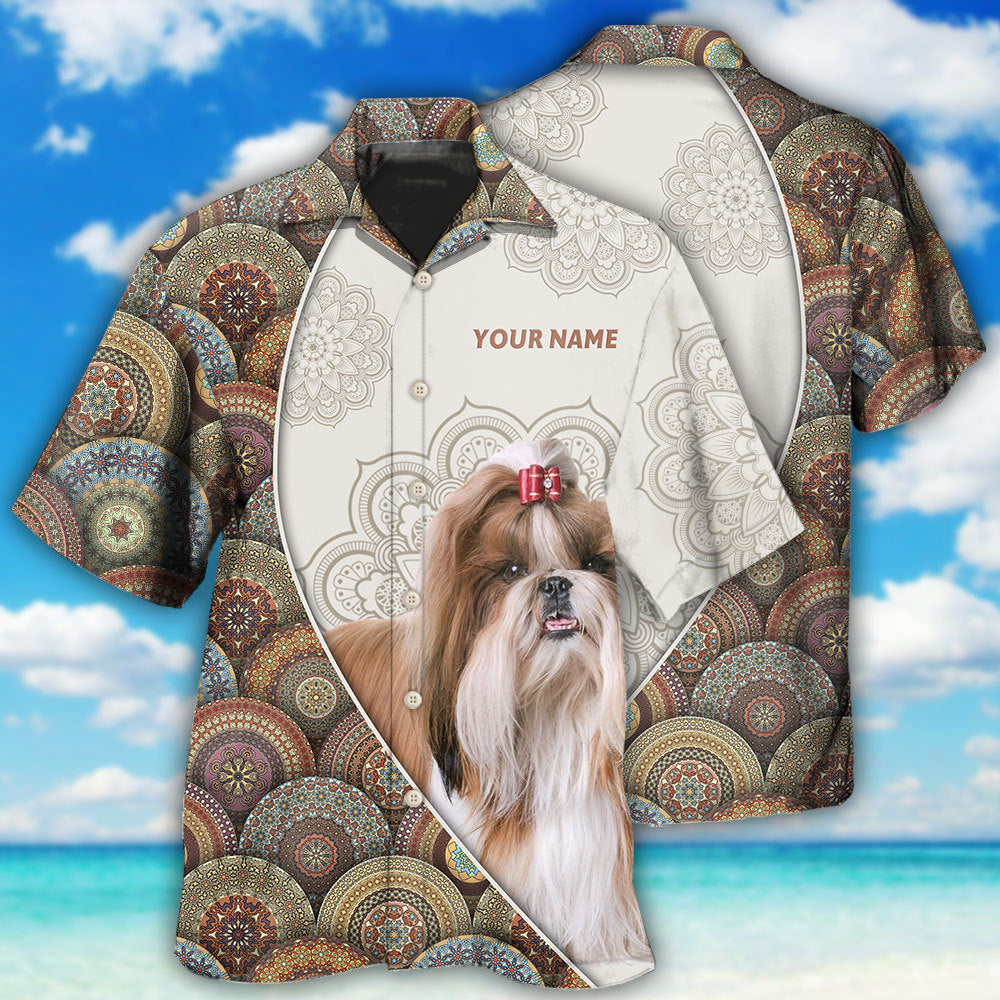 Creative Shih Tzu Mandala Pattern Custom Hawaiian Shirt For Tropical Holidays, Outdoor Gatherings, And Everyday Comfort